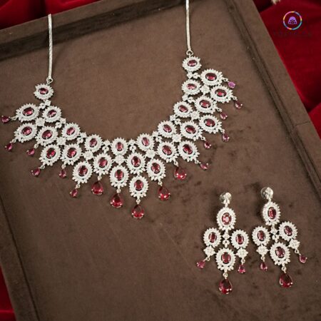Crimson Mirage AD Necklace Set