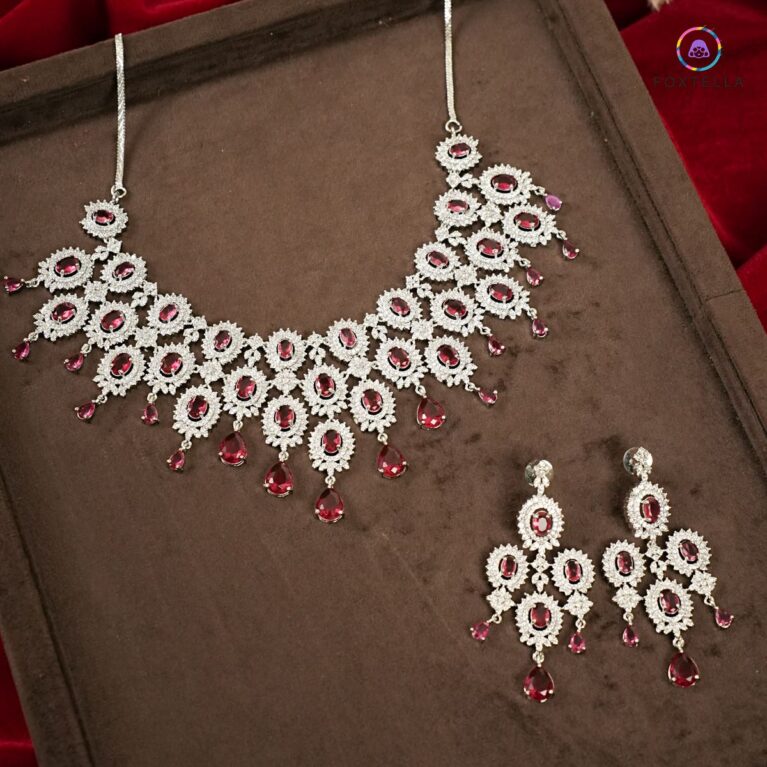 Crimson Mirage AD Necklace Set