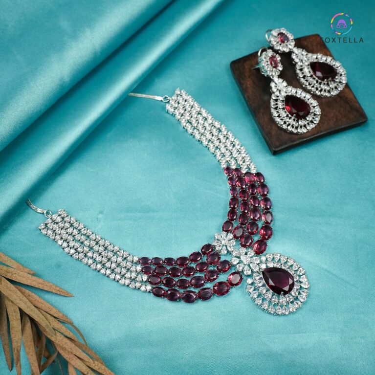 Crimson Empress AD Necklace Set