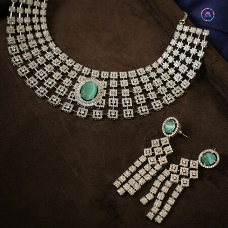 Frozen Mint Elegance AD Necklace Set