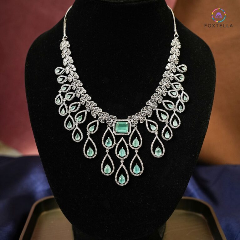 Mint Teardrop Frost AD Necklace Set