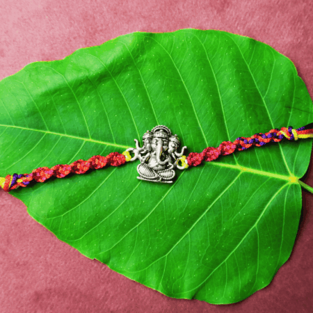 Ganpati G06 Rakhi-Silver Rakhi