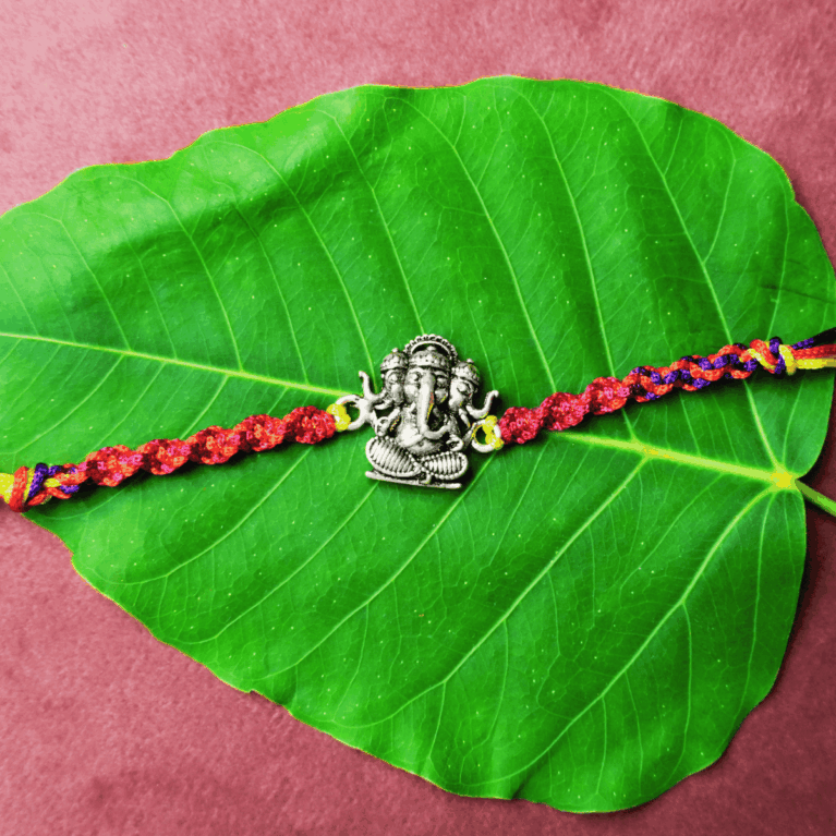 Ganpati G06 Rakhi-Silver Rakhi