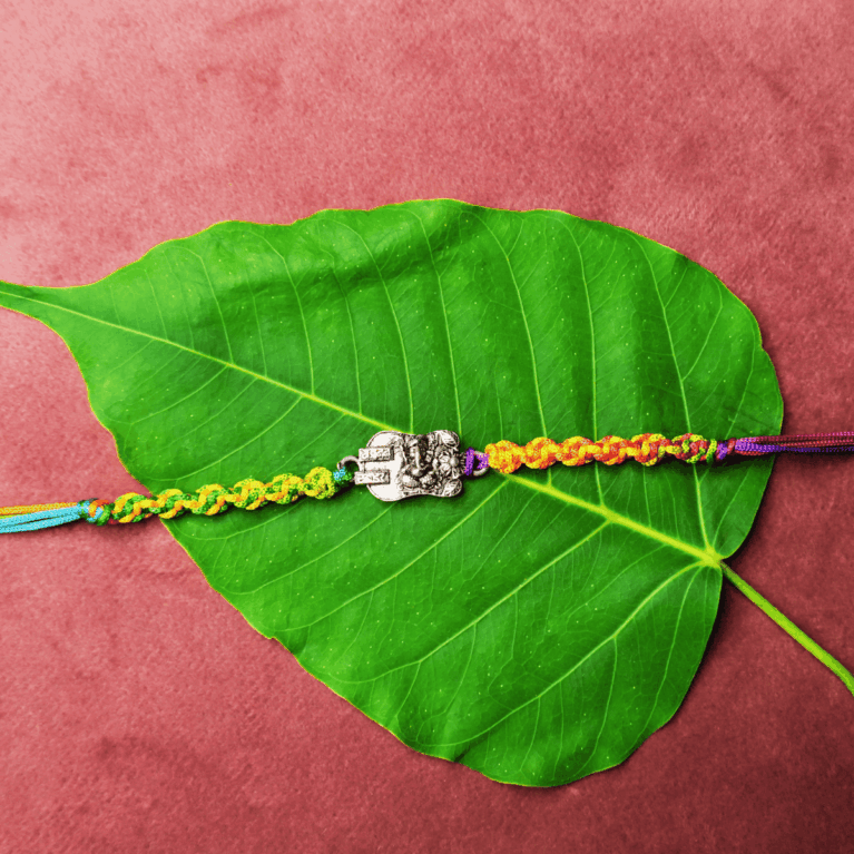 Ganpati G09 Rakhi-Silver Rakhi